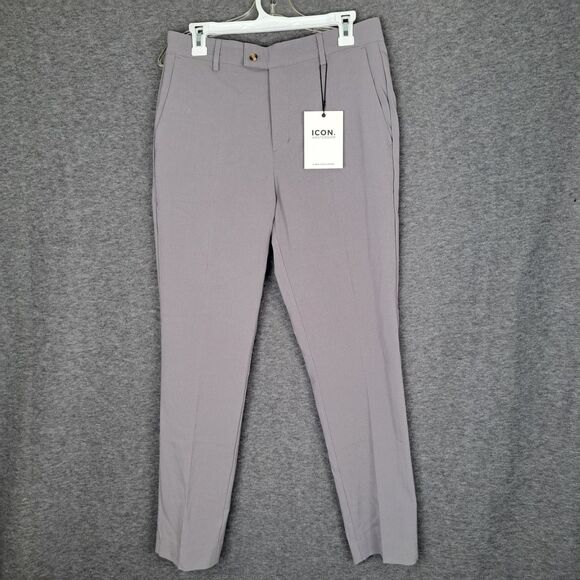 NWT ICON Amsterdam Trousers Dress Pants Size 32 31x28 Gray - Picture 1 of 13